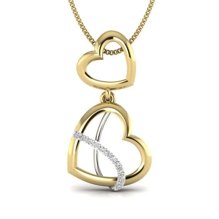 Ishi Diamonds 14k Gold Droopy Hearts Lab Grown Diamond Pendant