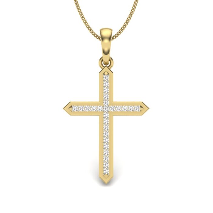 Ishi Diamonds 18k Gold Christ Cross Lab Grown Diamond Pendant