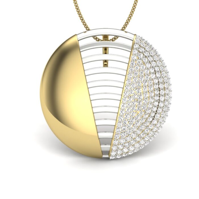 Ishi Diamonds 18k Gold Designer Circular Lab Grown Diamond Pendant
