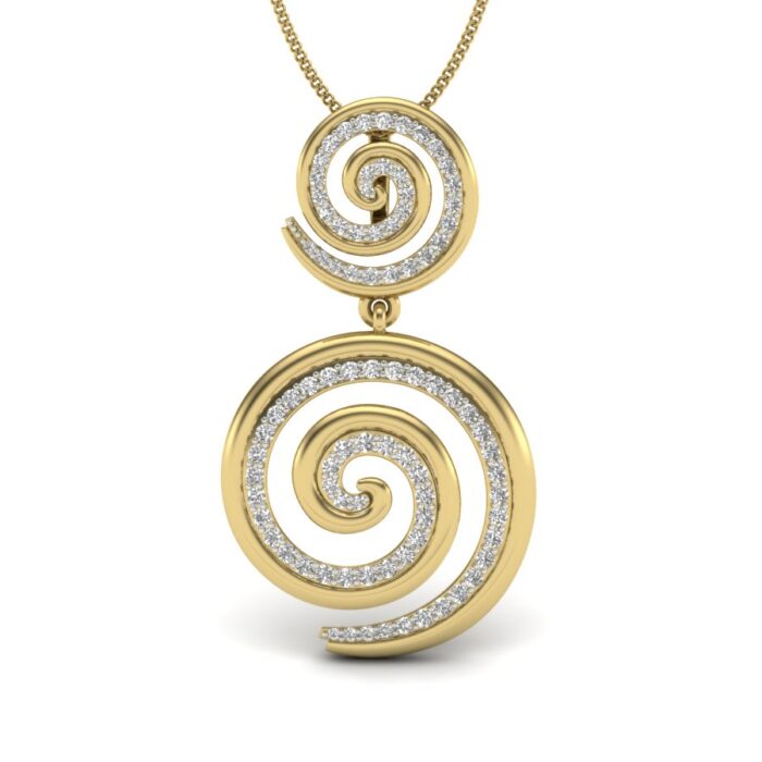 Ishi Diamonds 18k Gold Spiral Lab Grown Diamond Pendant