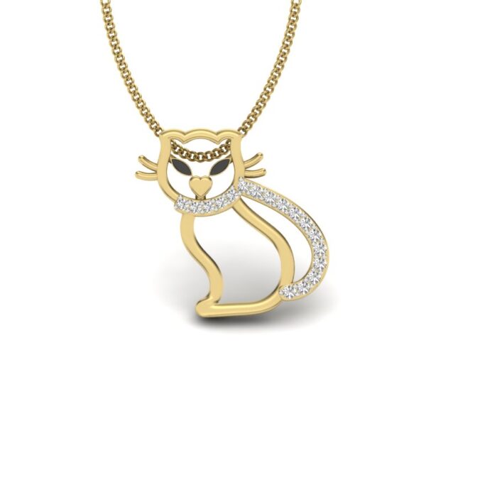 Ishi Diamonds 14k Simple Cat Lab Grown Diamond Pendant