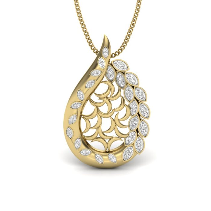 Ishi Diamonds 18k Gold Pear Mesh Lab Grown Diamond Pendant