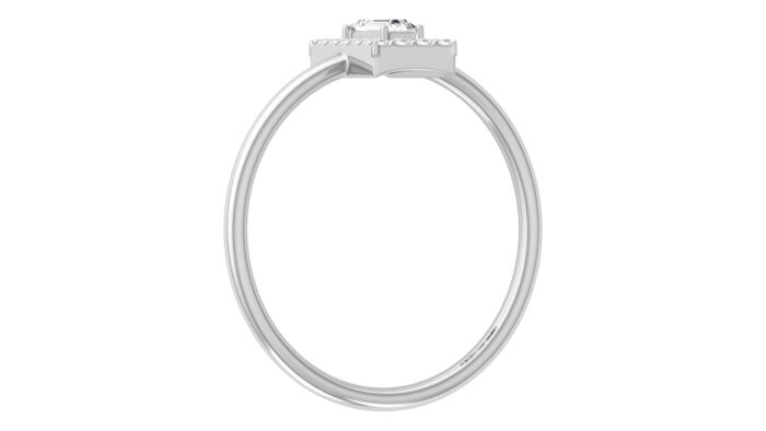 Ishi Diamonds 14k White Gold Dainty Baguette Halo Lab Grown Diamond Ring - Image 3