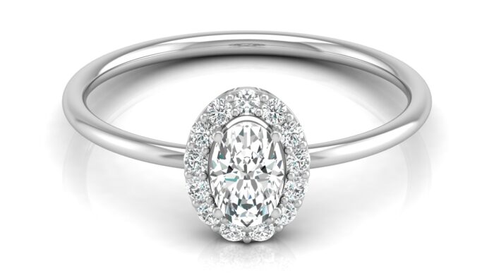 Ishi Diamonds 18k White Gold Minimalist Oval Halo Lab Grown Diamond Ring - Image 2
