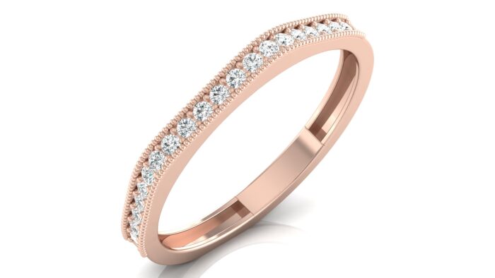 Ishi Diamonds 14k Rose Gold Flat Top Stacking Lab Grown Diamond Ring