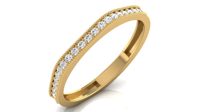 Ishi Diamonds 14k Yellow Gold Flat Top Stacking Lab Grown Diamond Ring
